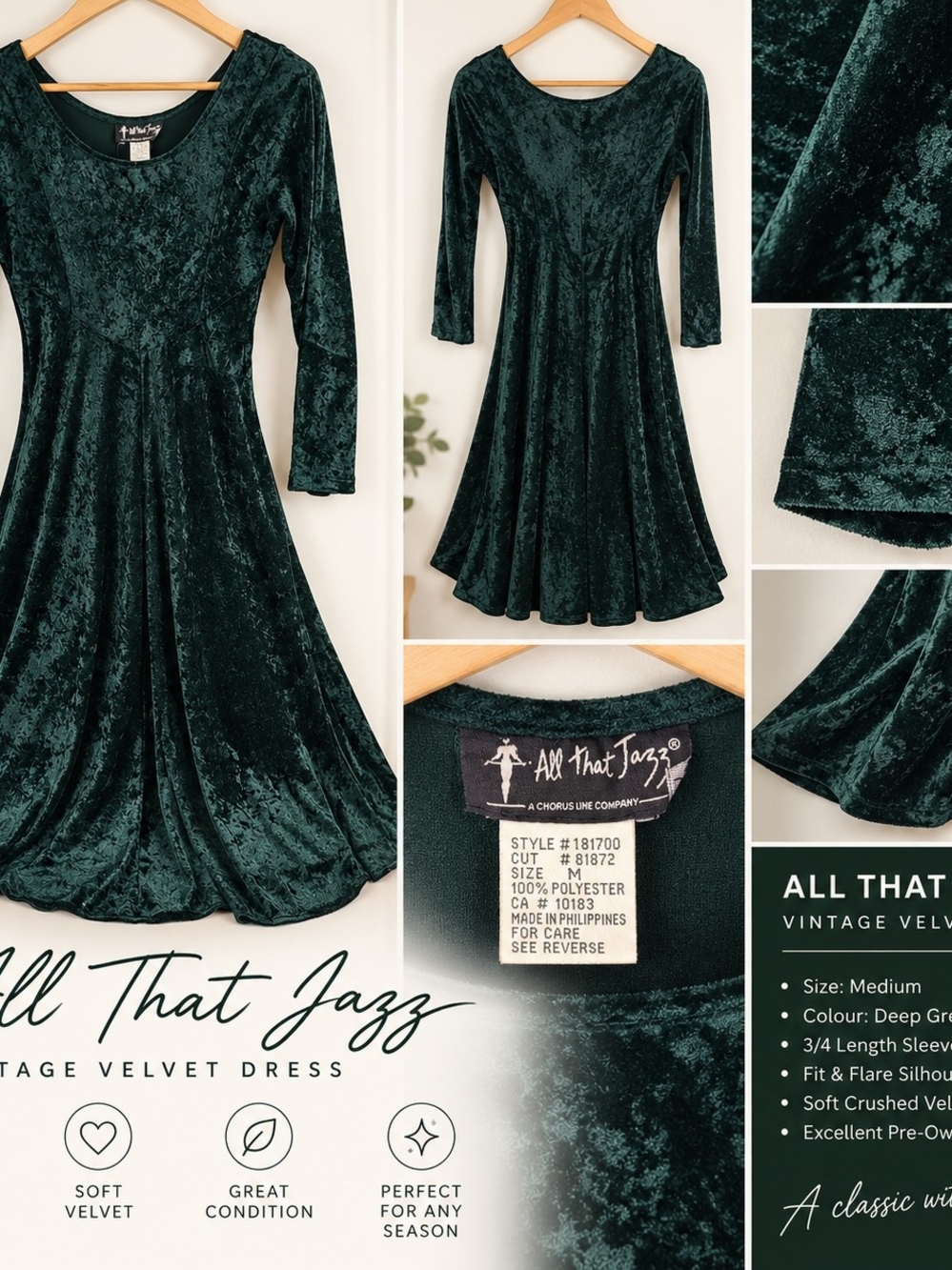 Deep Green Velvet Scoop Neck Fit & Flare Dress